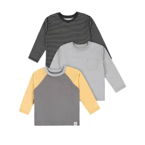 3-Pack Infant & Toddler Boys Gray Long Sleeve Tees