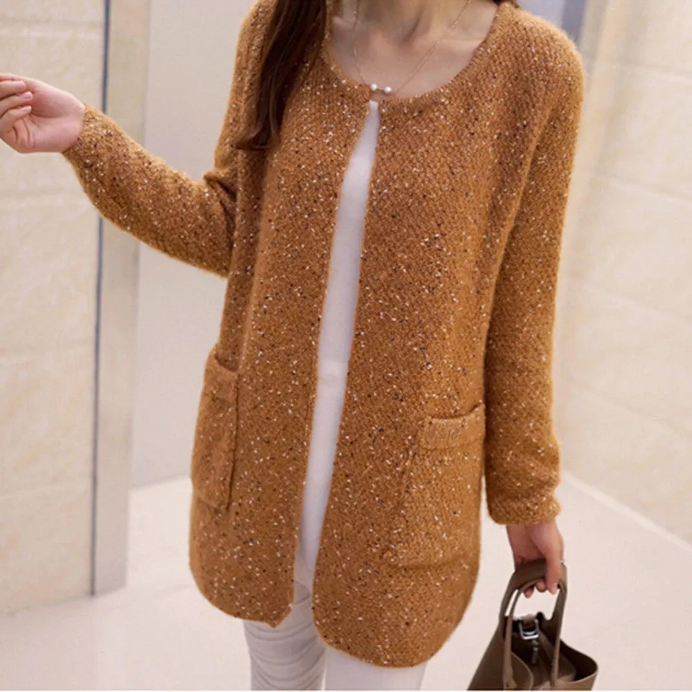 6 Colors Tricotado Cardigan  Women Casual Long Sleeve Knitted Cardigans Crochet Ladies Sweaters SM6