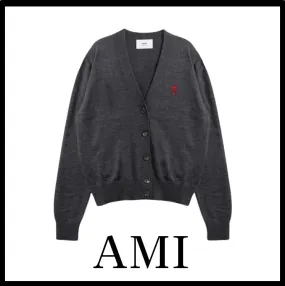 AMI PARIS  |Casual Style Street Style Logo Cardigans