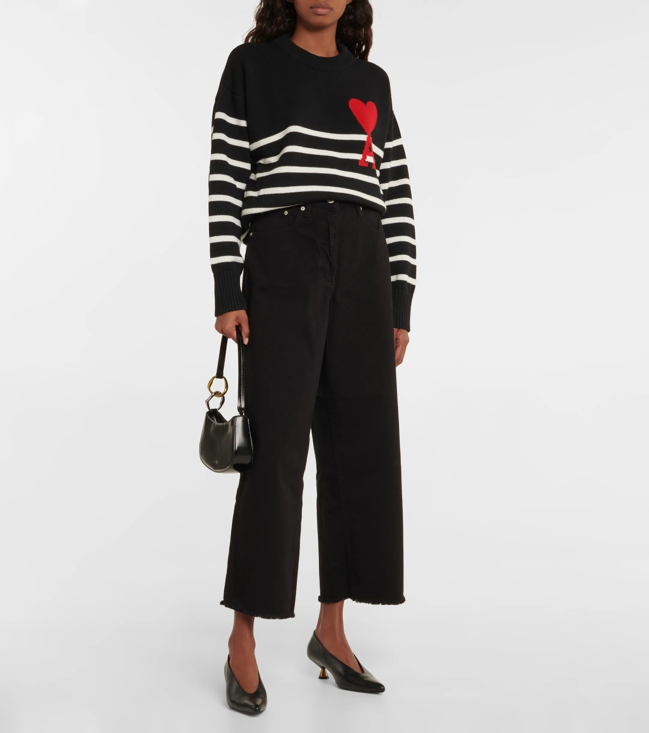 AMI PARIS  |Crew Neck Stripes Casual Style Wool Long Sleeves