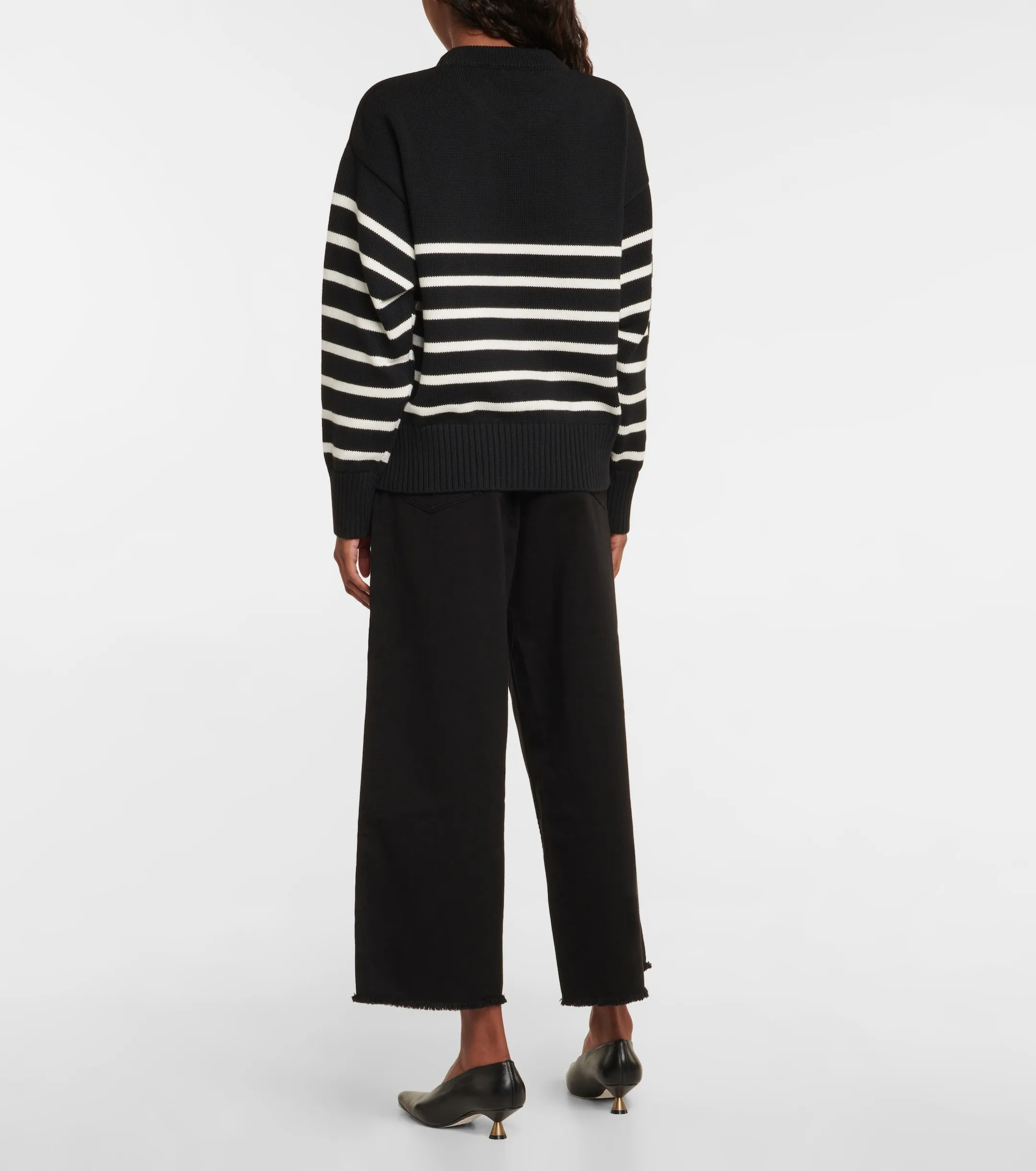 AMI PARIS  |Crew Neck Stripes Casual Style Wool Long Sleeves