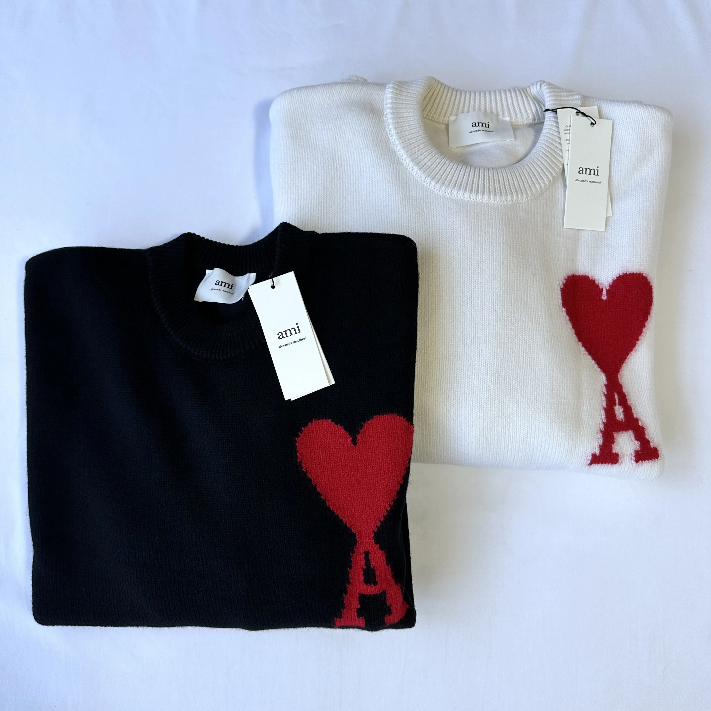 AMI PARIS  |Heart Unisex Wool Plain Oversized Logo V-neck & Crew neck