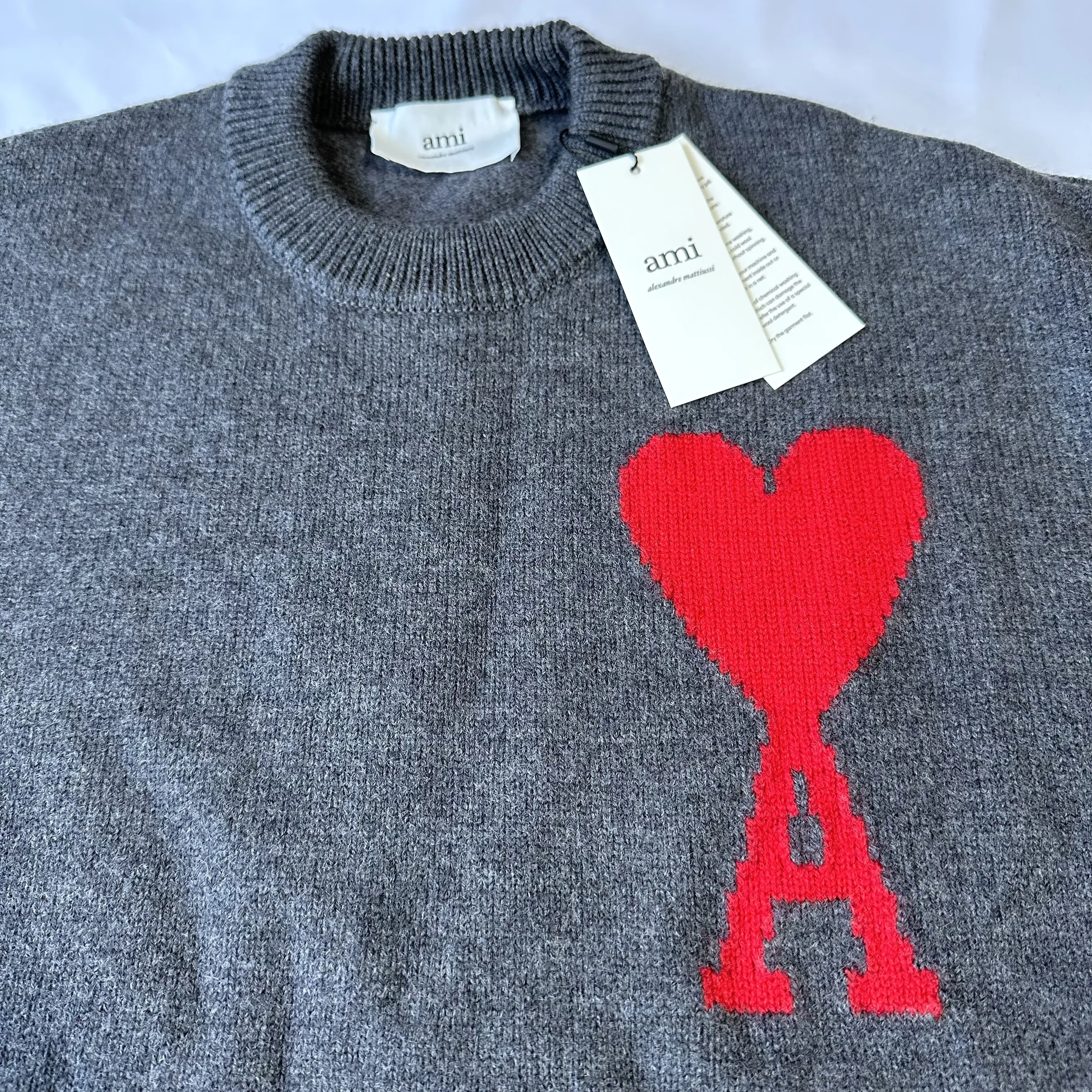 AMI PARIS  |Heart Unisex Wool Plain Oversized Logo V-neck & Crew neck