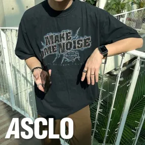 ASCLO  |Crew Neck Unisex Street Style Cotton Short Sleeves Oversized