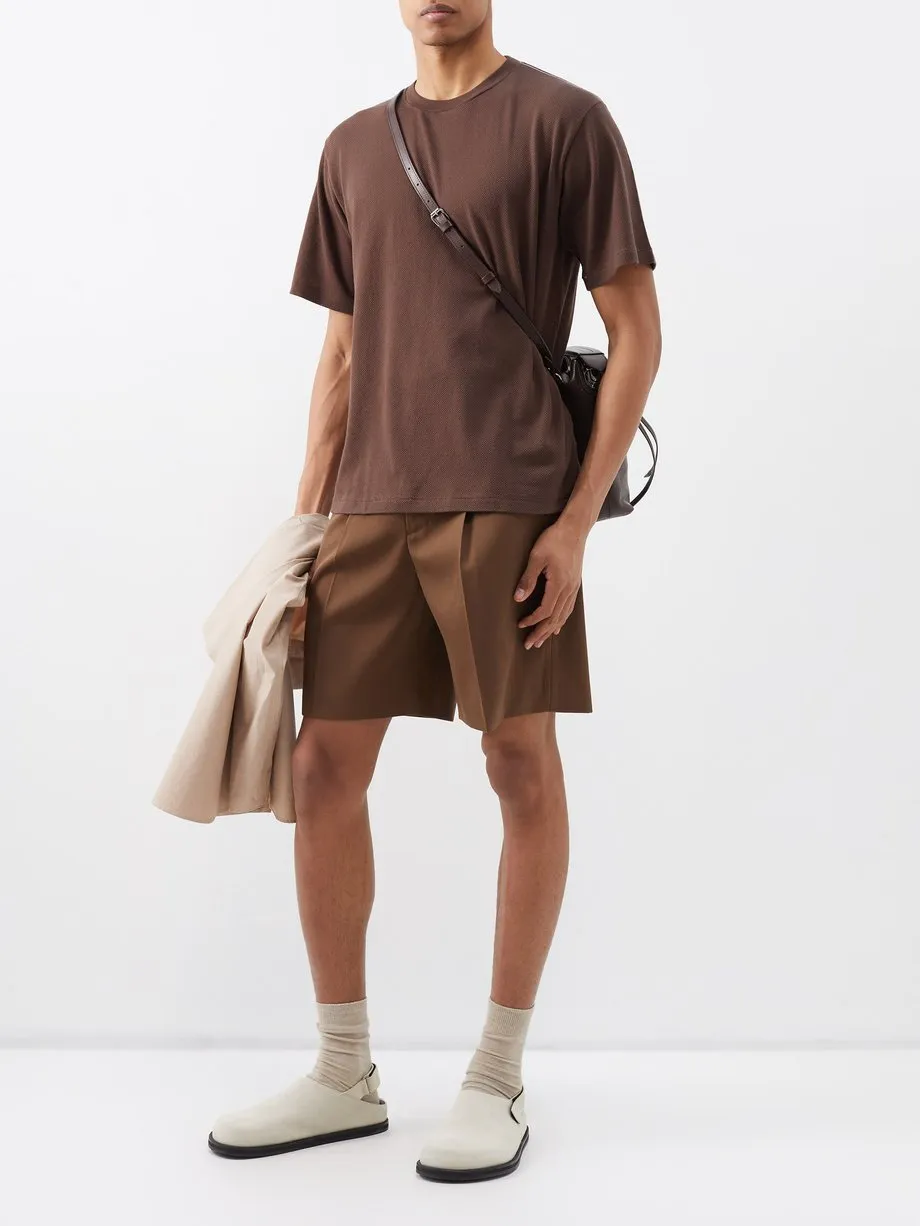 AURALEE  |U-Neck Plain Cotton Short Sleeves T-Shirts