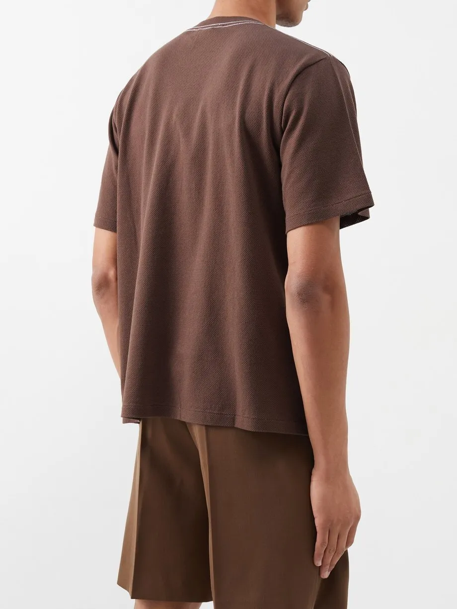 AURALEE  |U-Neck Plain Cotton Short Sleeves T-Shirts