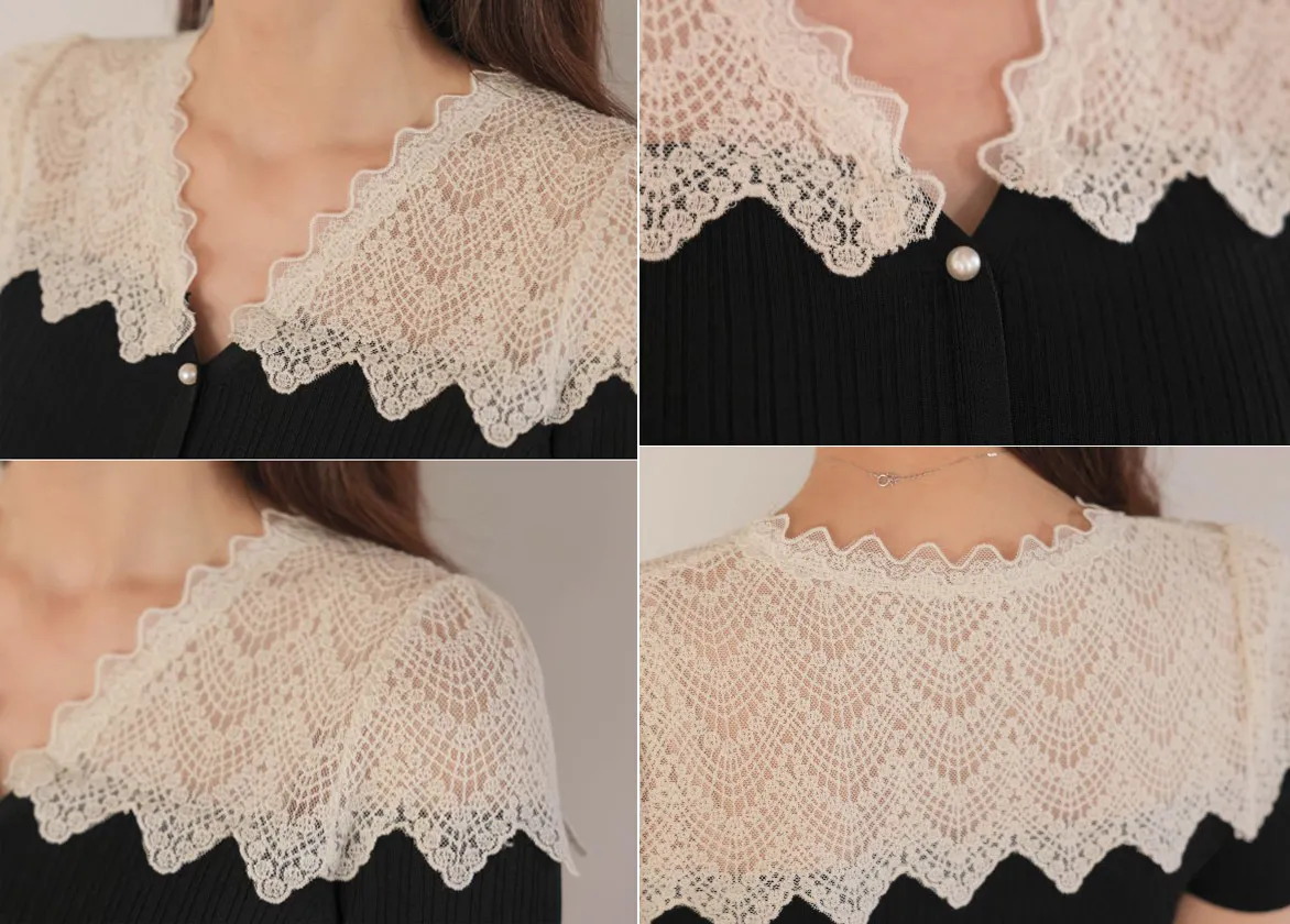 BADDIARY  |Flower Patterns Short Sleeves Lace Sheer Cardigans