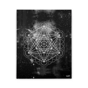 BLACK SPACE METATRONS CUBE WALL CANVAS