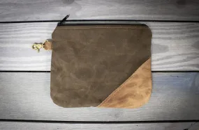 Bourbon Canvas and Chocolate Bison Valuables Pouch