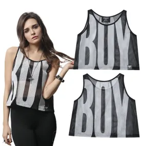 BOY LONDON  |Studded Street Style U-Neck Oversized Logo Tanks & Camisoles