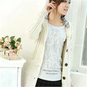 Cardigan Women Full Sleeve Long Loose Knitted Cardigans Hooded Sweater For Young Lady SM6