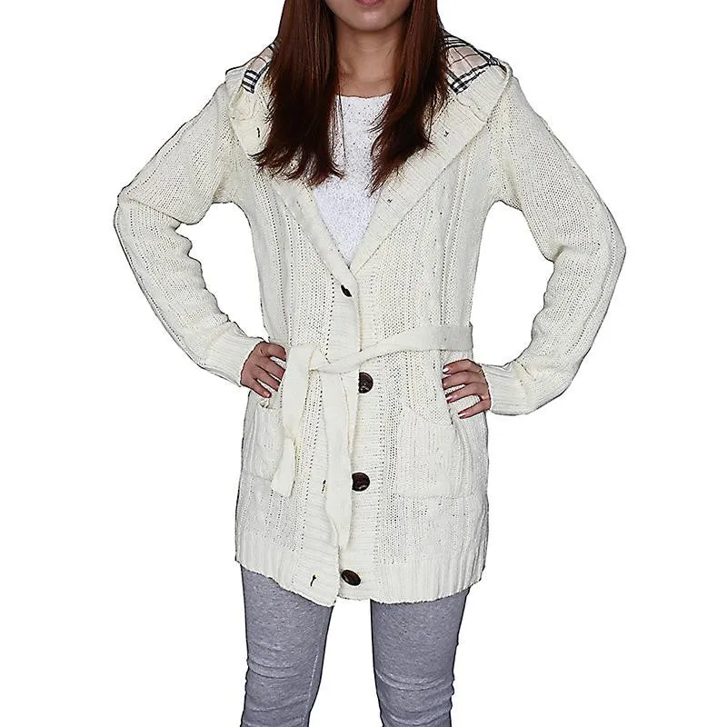 Cardigan Women Full Sleeve Long Loose Knitted Cardigans Hooded Sweater For Young Lady SM6