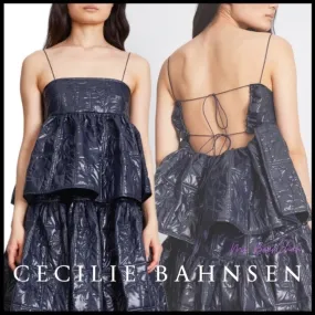 CECILIE BAHNSEN  |Flower Patterns Casual Style Peplum Party Style