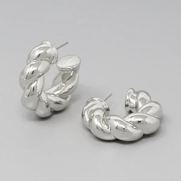 Chunky Twisted Puffed Hoop Earrings