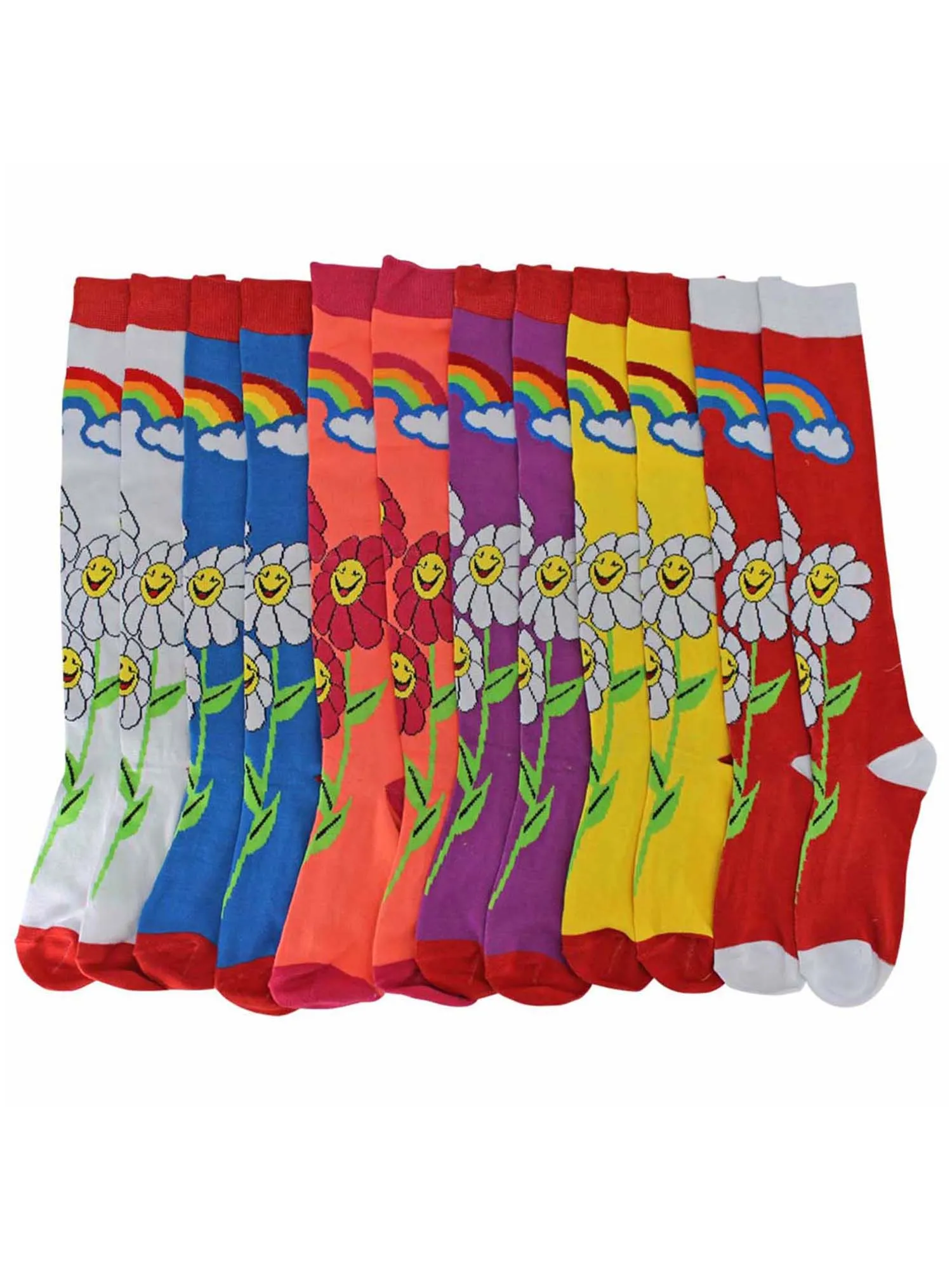 Daisies & Rainbows Crazy 6-Pack Womens Knee High Socks