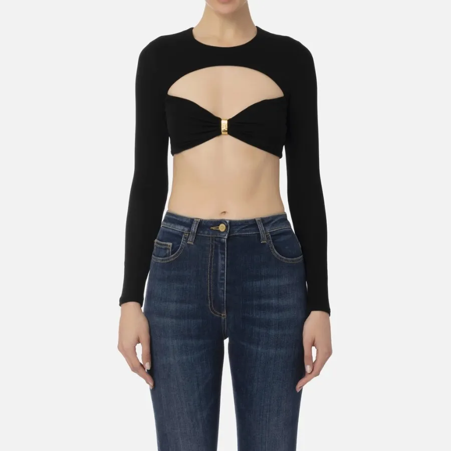 ELISABETTA FRANCHI  |Casual Style Elegant Style V-neck & Crew neck