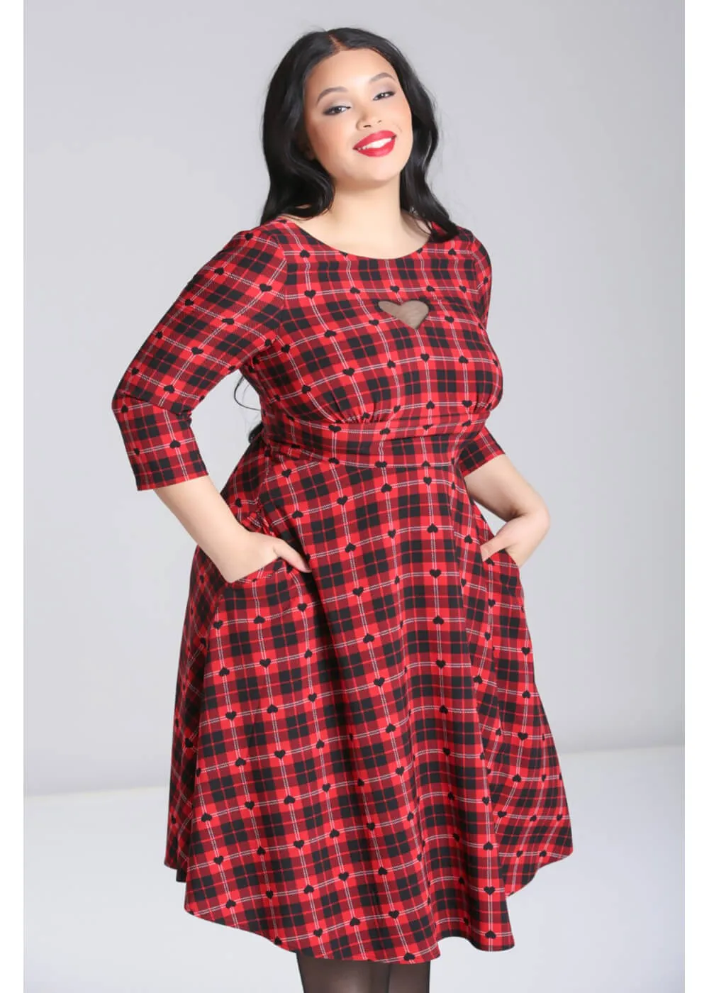 Hell Bunny Date Night Knee 40's Swing Dress Red