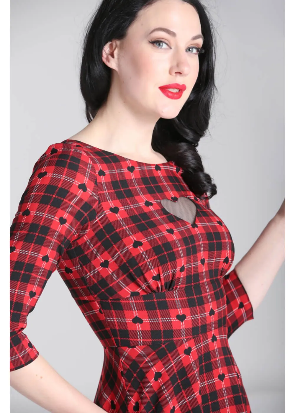 Hell Bunny Date Night Knee 40's Swing Dress Red