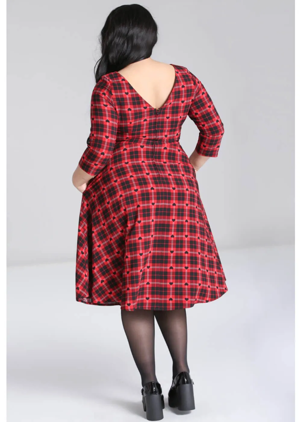 Hell Bunny Date Night Knee 40's Swing Dress Red