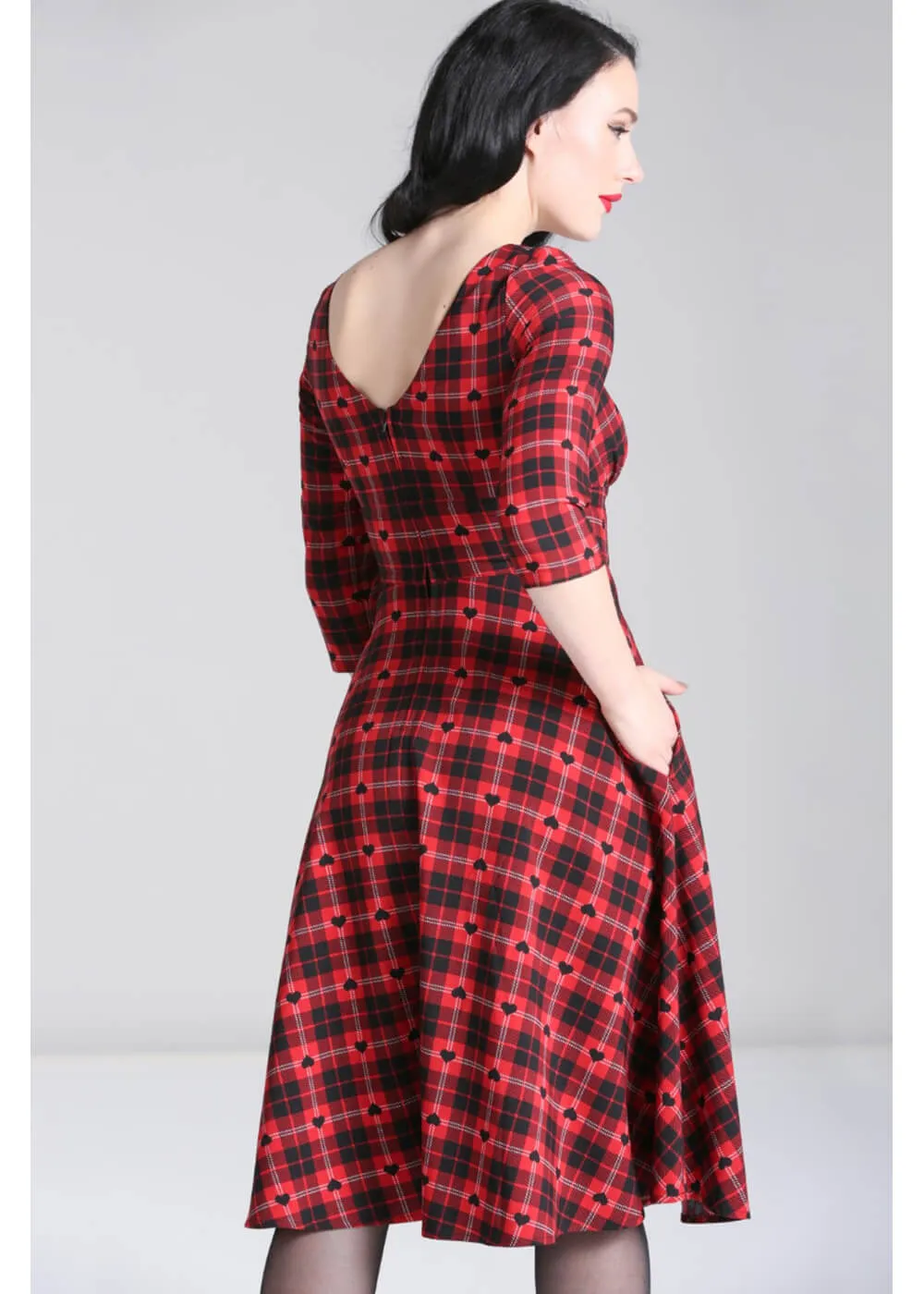 Hell Bunny Date Night Knee 40's Swing Dress Red