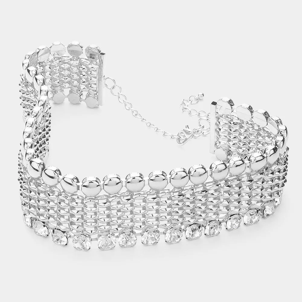 iLLASPARKZ Stone Embellished Chunky Metal Evening Choker Necklace