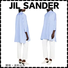 Jil Sander  |Stripes Casual Style Cropped Long Sleeves Plain Cotton