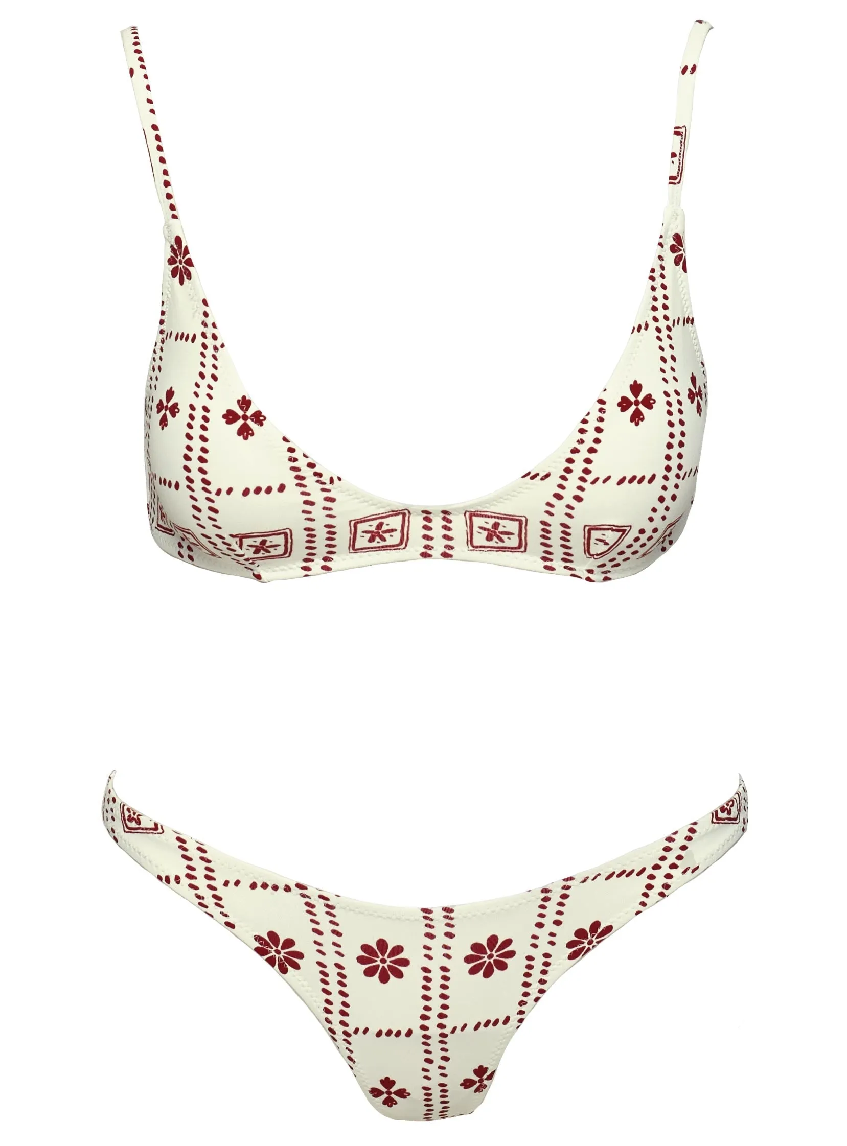 Juliette Bikini Top White / Red