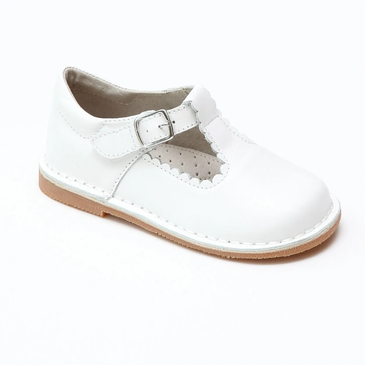 L'Amour Girls Selina Scalloped T-Strap Mary Janes