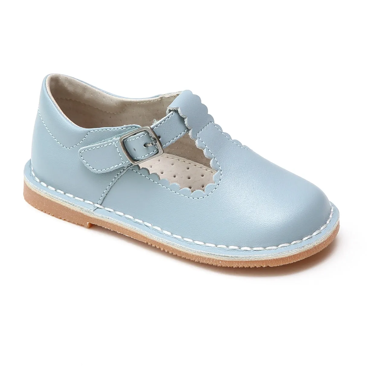 L'Amour Girls Selina Scalloped T-Strap Mary Janes