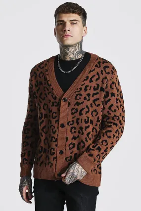 Leopard Oversized Knitted Cardigan