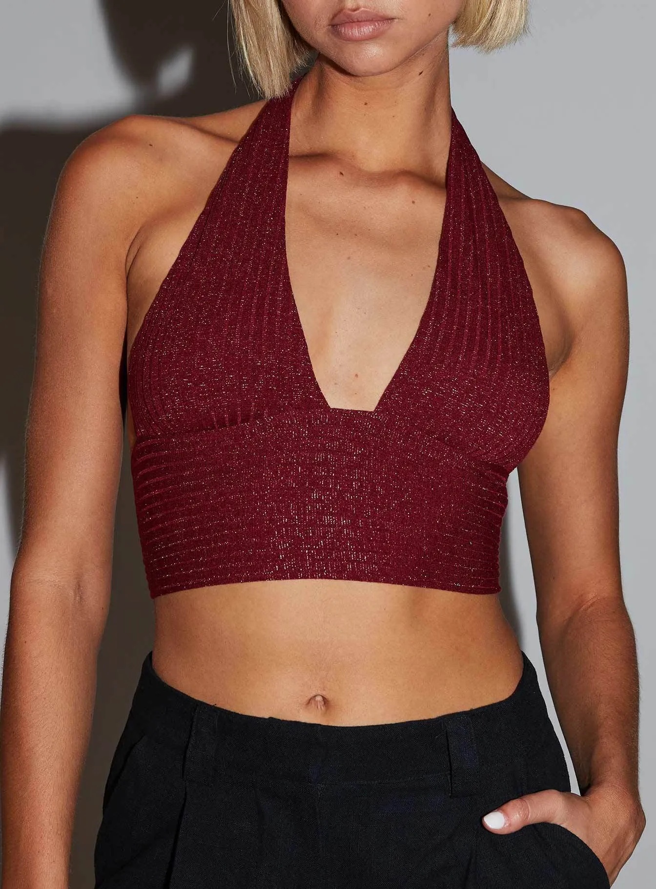 Lira Halter Top Burgundy