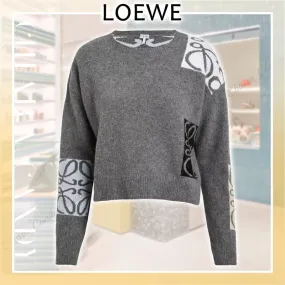 LOEWE  |Crew Neck Monogram Casual Style Wool Long Sleeves