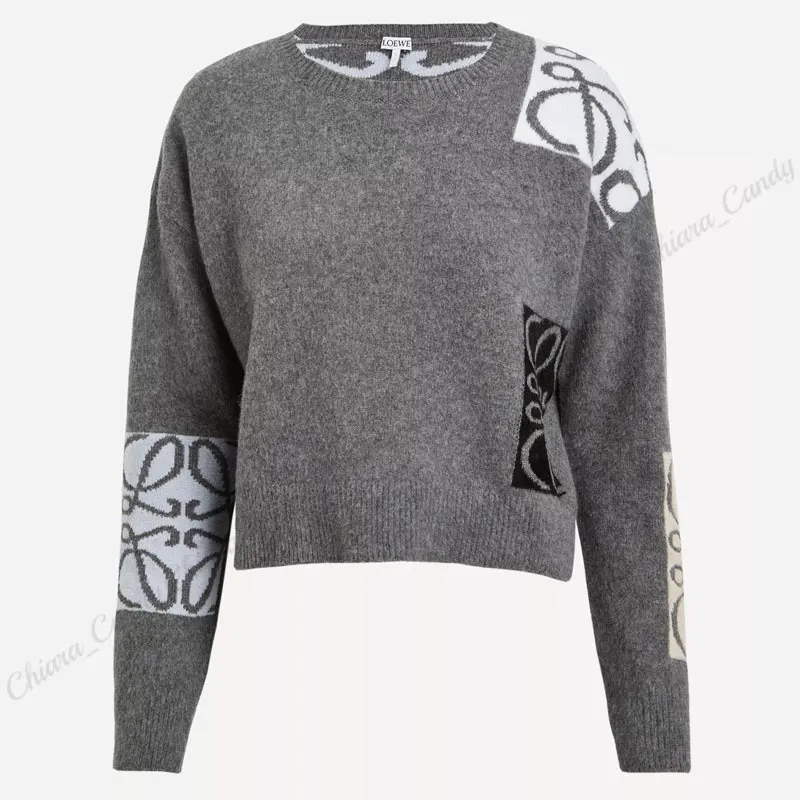 LOEWE  |Crew Neck Monogram Casual Style Wool Long Sleeves