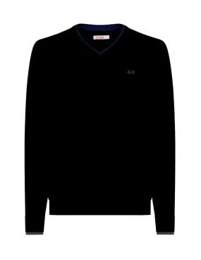 Maglione Sun68 uomo V Neck Double Rib K42106 nero AI22