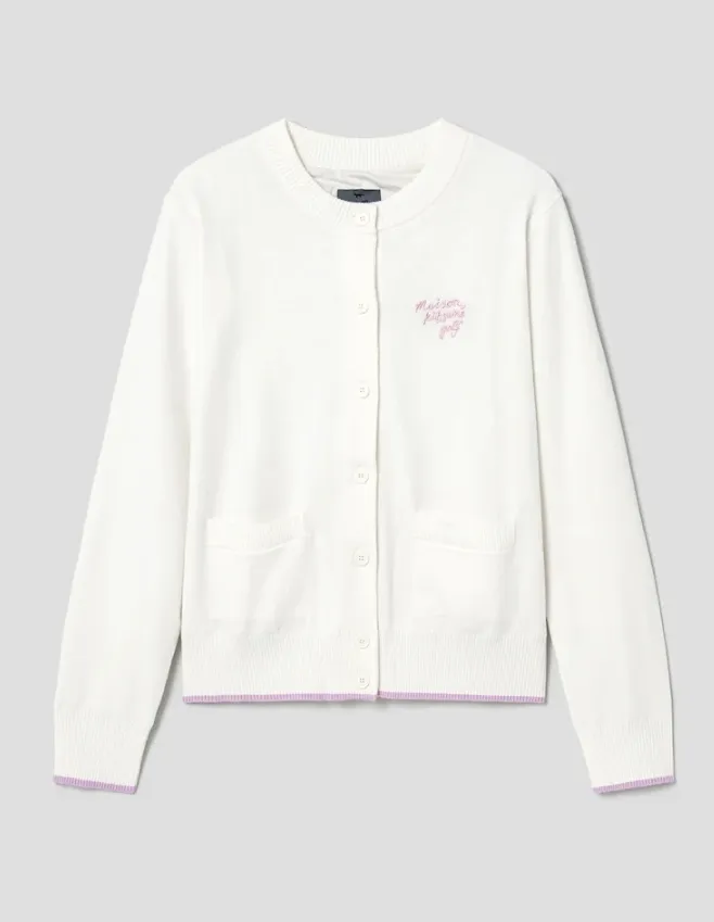 MAISON KITSUNE  |Street Style Long Sleeves Plain Logo Cardigans