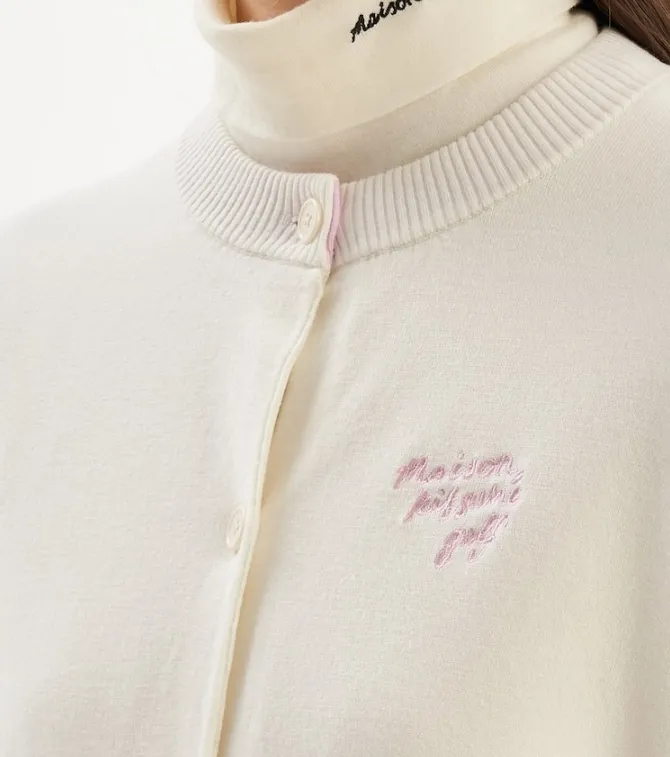 MAISON KITSUNE  |Street Style Long Sleeves Plain Logo Cardigans