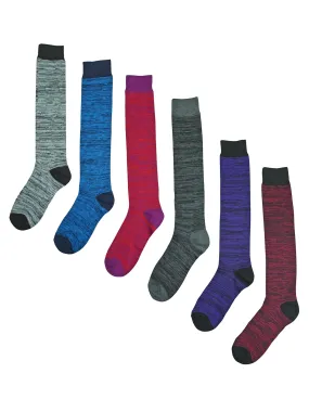 Marled Knit 6 Pack Assorted Knee High Socks For Women