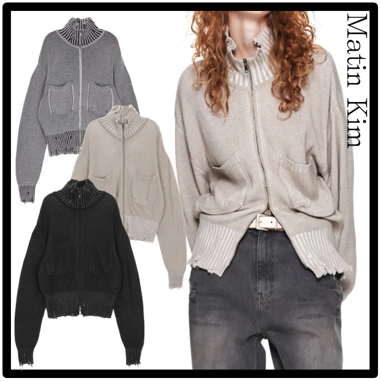 Matin Kim  |Casual Style Street Style Logo Cardigans