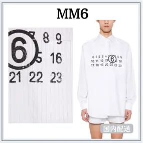 MM6 Maison Margiela  |Logo Stripes Unisex Long Sleeves Plain Cotton Oversized