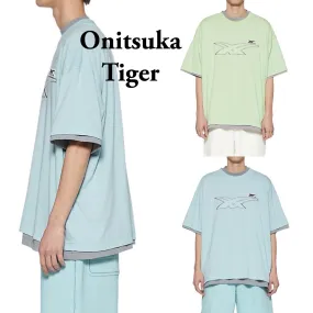 Onitsuka Tiger  |Unisex Street Style Cotton Short Sleeves Oversized Shirts