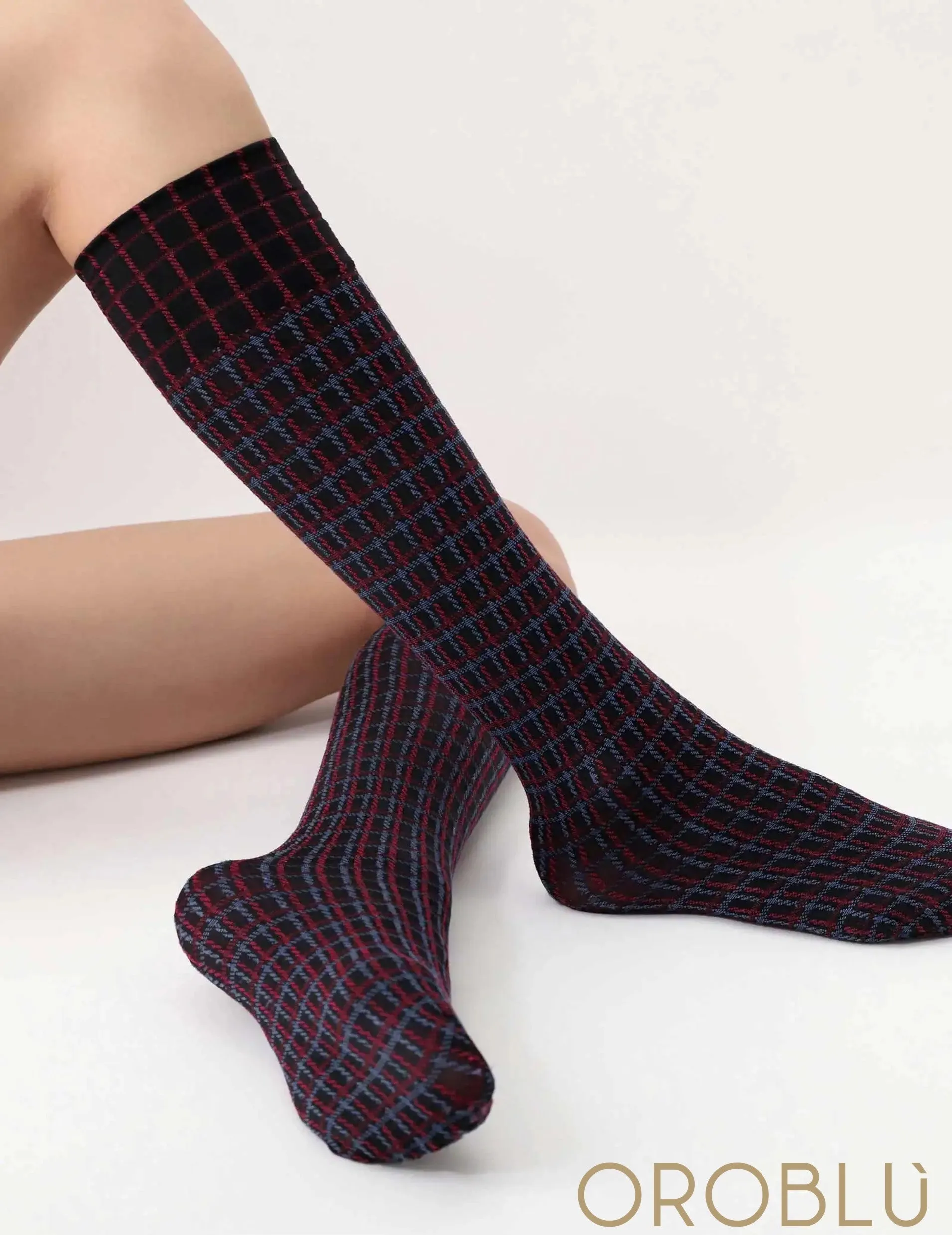 Oroblu I Love First Class Knee High Socks Check Colour