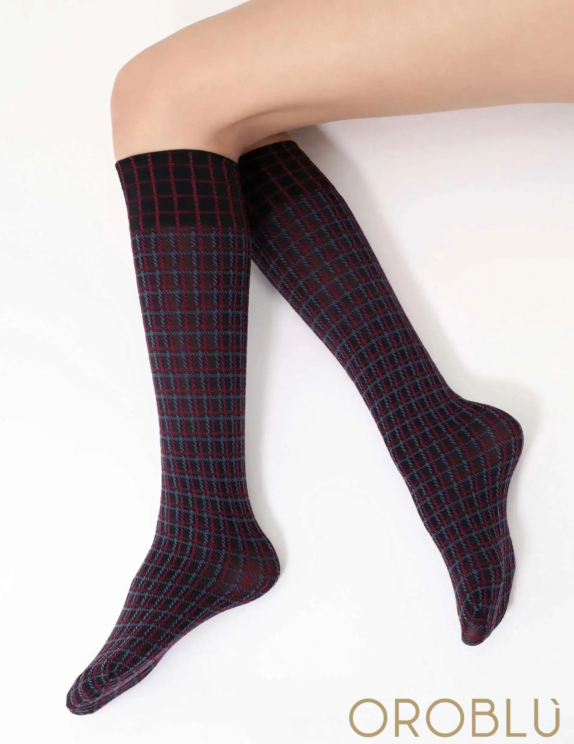 Oroblu I Love First Class Knee High Socks Check Colour