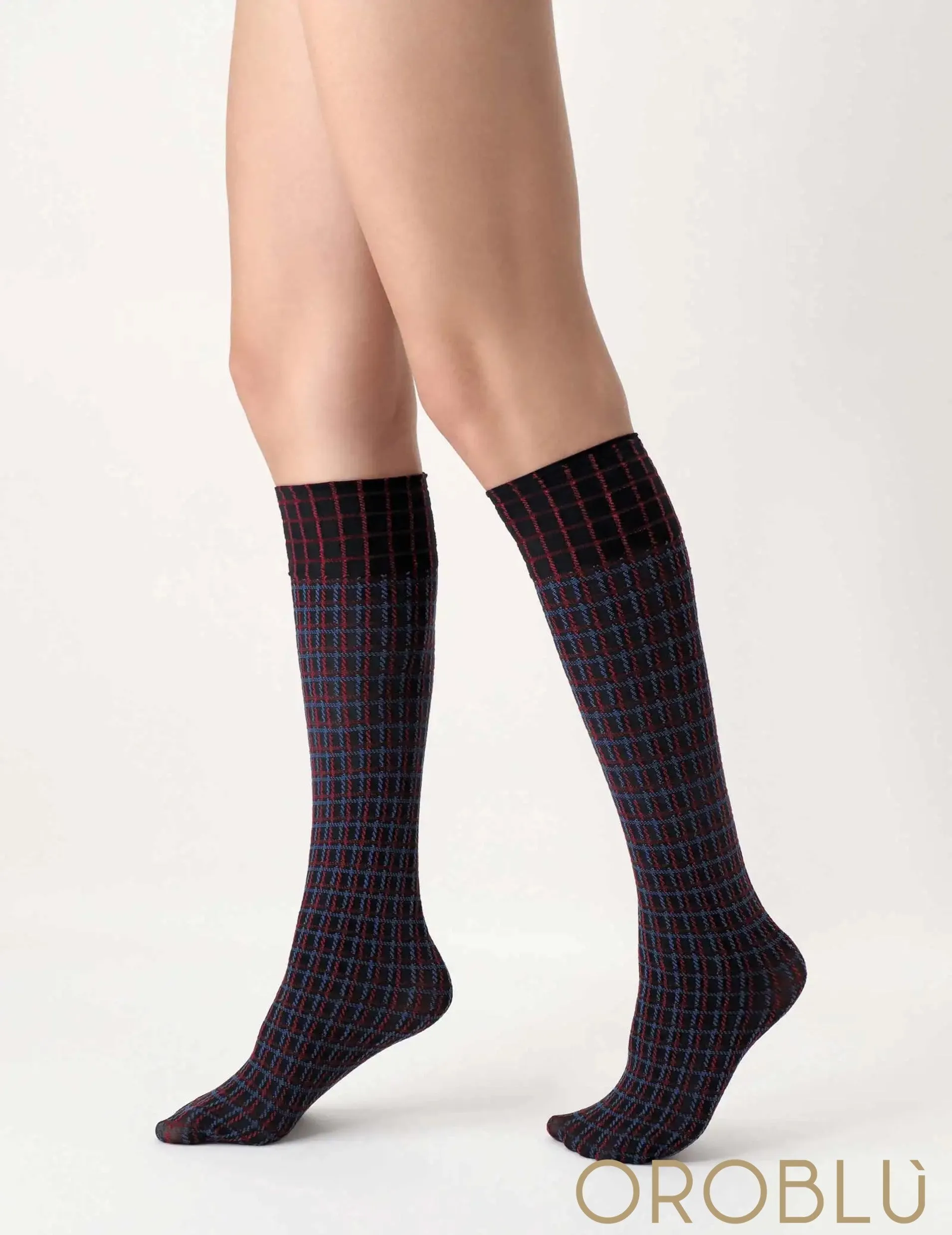 Oroblu I Love First Class Knee High Socks Check Colour