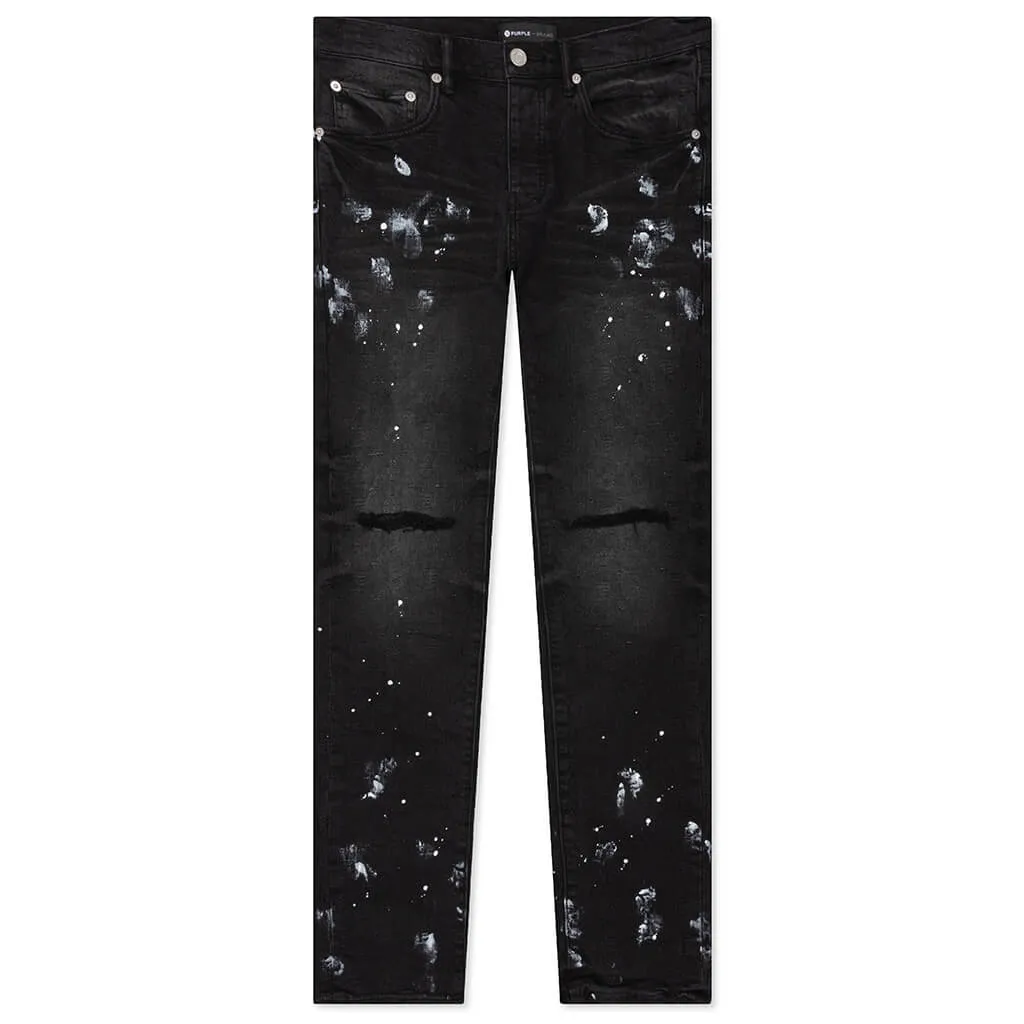 P001 - Black Paint Knee Slit Jacquard Monogram