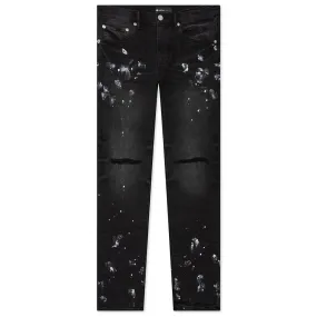 P001 - Black Paint Knee Slit Jacquard Monogram