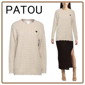 PATOU  |Casual Style Wool Long Sleeves Plain Elegant Style