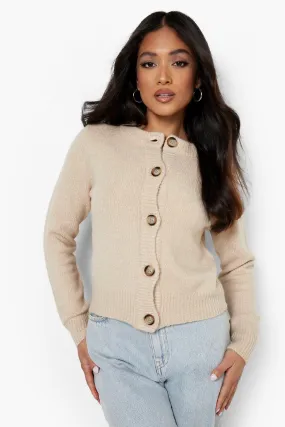 Petite Knitted Button Detail Cardigan