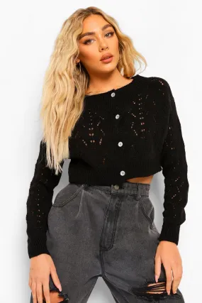 Petite Knitted Button Detail Cropped Cardigan