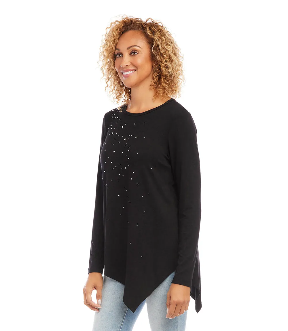 Petite Size Embellished Asymmetric Top