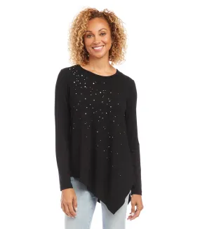 Petite Size Embellished Asymmetric Top